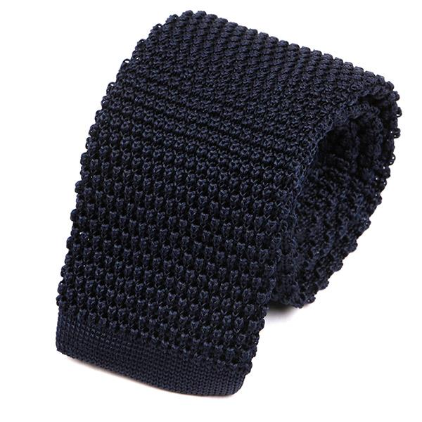 Best Seller Navy Silk Knitted Tie - Handmade Silk Wool And Knitted Ties by Tie Doctor