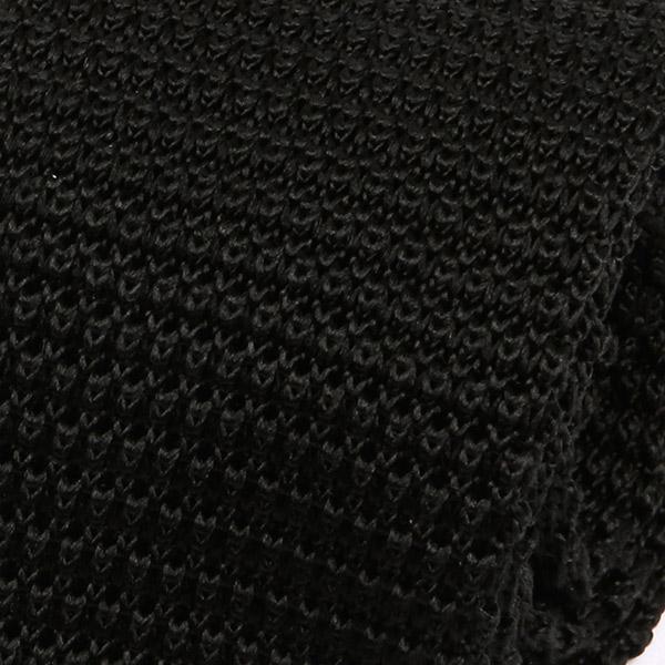 Jet Black Silk Knitted Tie - Handmade Silk Wool And Knitted Ties by Tie Doctor