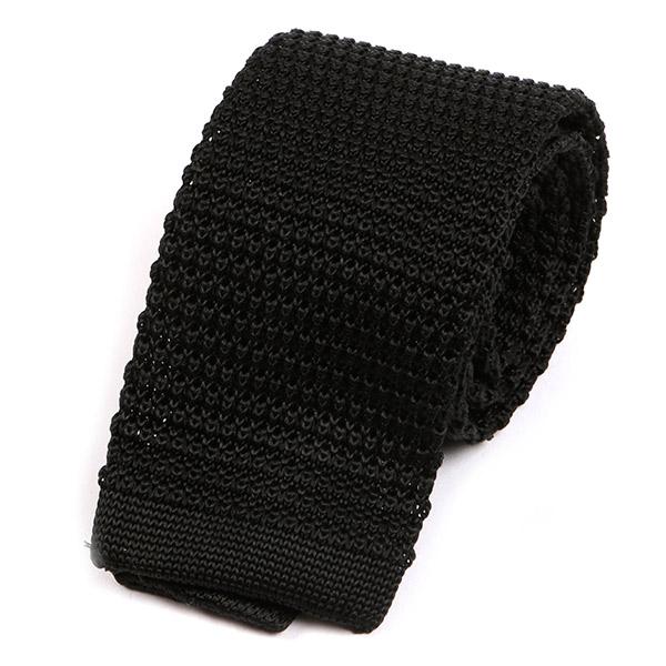 Jet Black Silk Knitted Tie - Tie Doctor  