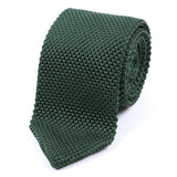 Dark Green Silk Pointed Knitted Tie - Handmade Silk Wool And Knitted Ties by Tie Doctor