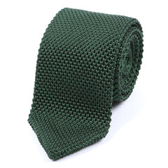 Dark Green Pointed Silk Knitted Tie - Tie Doctor  