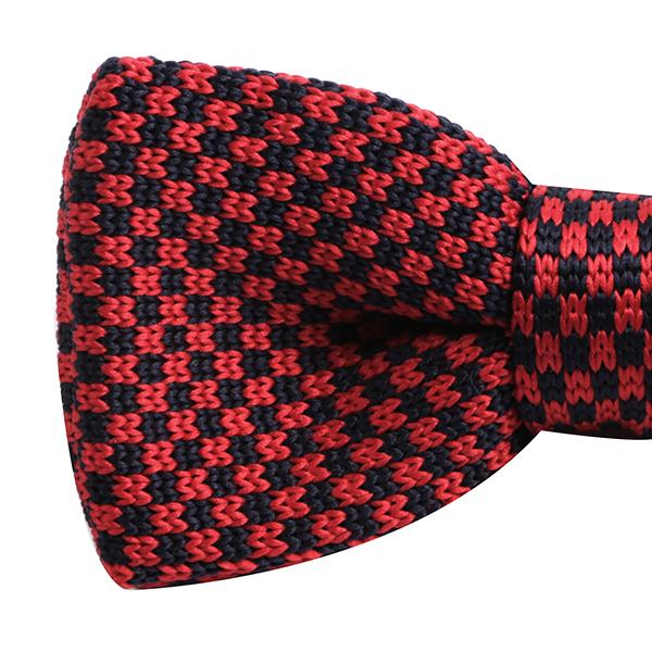 Red & Navy Scale Knitted Bow Tie - Handmade Limited Edition Ties by Tie Doctor